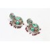 Earrings Enamel Jhumki Dangle Sterling Silver 925 Maroon Beads Traditional C30